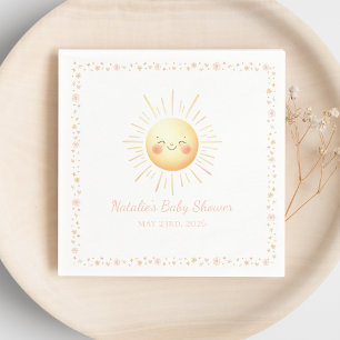 Cute Smiling Yellow Watercolor Sunshine Aesthetic  Napkin