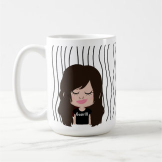 Cute Smirking Woman Striped Mug. Choose Your Look! Coffee Mug