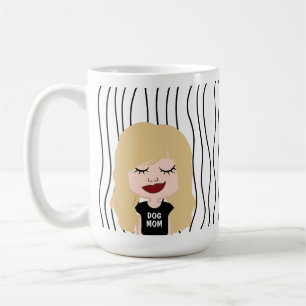Cute Smirking Woman Striped Mug. Choose Your Look! Coffee Mug