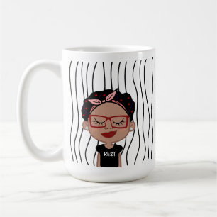 Cute Smirking Woman Striped Mug. Choose Your Look! Coffee Mug