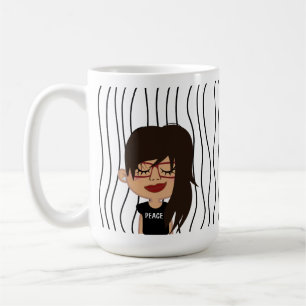 Cute Smirking Woman Striped Mug. Choose Your Look! Coffee Mug