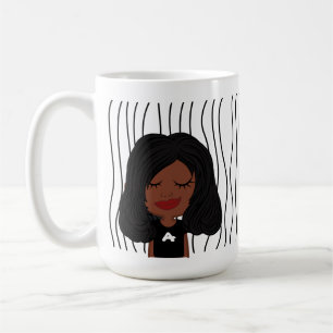 Cute Smirking Woman Striped Mug. Choose Your Look Coffee Mug