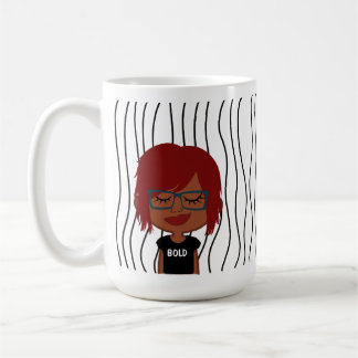 Cute Smirking Woman Striped Mug. Choose Your Look! Coffee Mug