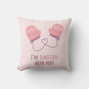Cute Smitten With You Mittens Couple Room Decor Cushion