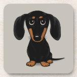 Cute Smooth Coated Black and Tan Dachshund Dog Coaster<br><div class="desc">Doxie Lover's Set of Coasters. Add this cute decor to your dining area or coffee table and protect your furniture from the damage that can come from hot and cold beverages. Original cartoon style drawing of a smooth coated black and tan Dachshund. These cool wiener dog lover's coasters make a...</div>