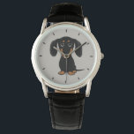 Cute Smooth Coated Black and Tan Dachshund Dog Watch<br><div class="desc">This original wiener dog wrist watch is available in assorted styles for men, women and kids. A cool fashion accessory that makes a great gift for smooth coated black and tan Dachshund lovers. Visit Jenn’s Doodle World for many more stylish dog breed watches.</div>