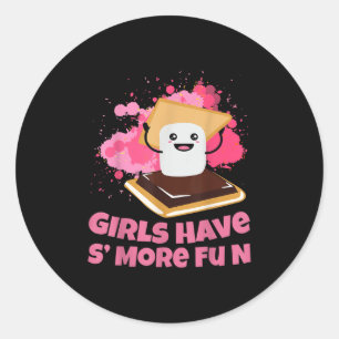Cute Smores Camping Girls Have Smore Fun Camper Classic Round Sticker