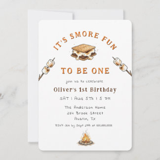Cute Smores Campingl 1st Birthday  Invitation