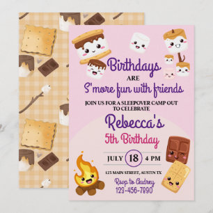Cute S'mores Campout Birthday Party  Invitation