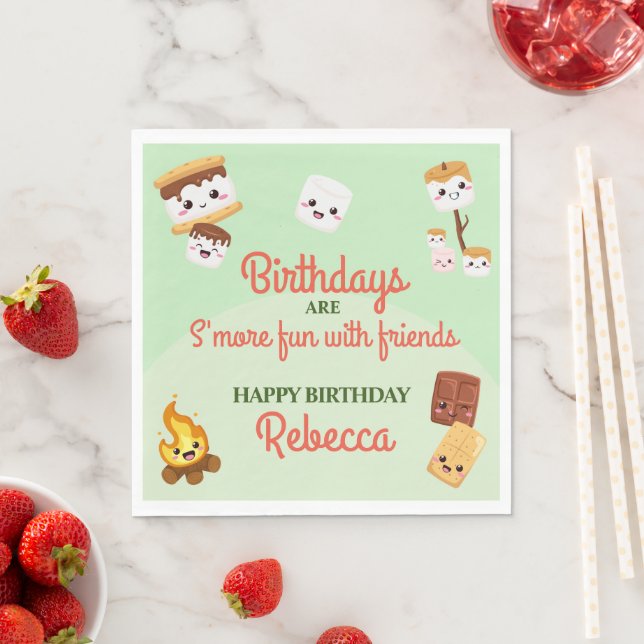 Cute S'mores Campout Birthday Party  Napkin (Insitu)