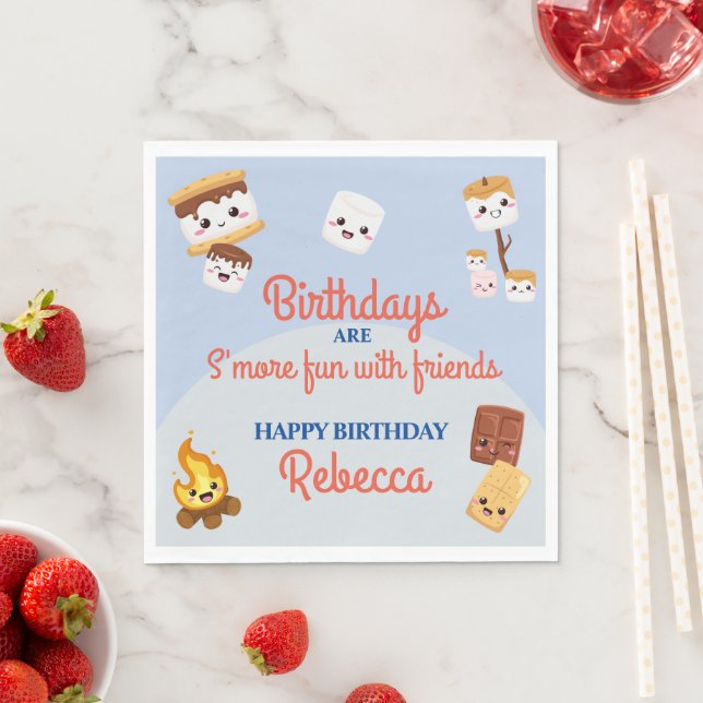 Cute S'mores Campout Birthday Party  Napkin (Insitu)