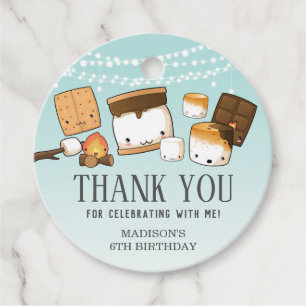 Cute S'mores Smore Birthday Party Blue Thank You  Favour Tags