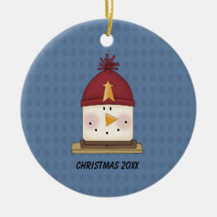 Cute S'mores Snowman Christmas Ornament
