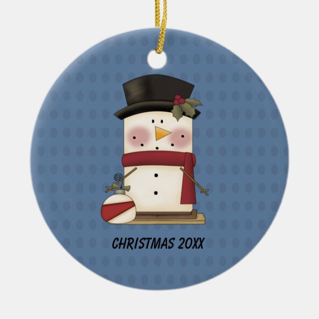 Cute S'mores Snowman Christmas Ornament (Front)