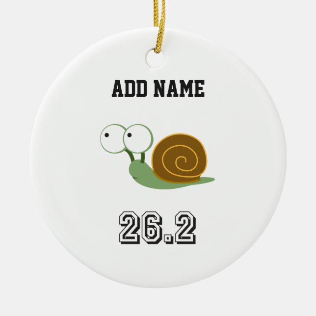Cute Snail 26.2 (marathon) Ceramic Tree Decoration (Front)