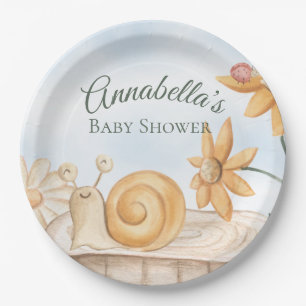 Cute Snail and Ladybug Garden Theme Baby Shower Paper Plate