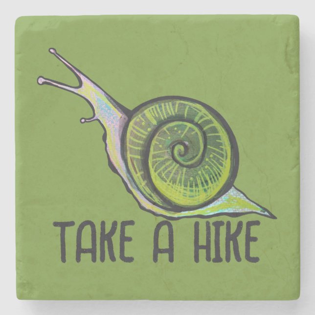 Cute Snail Art Stone Coaster (Front)