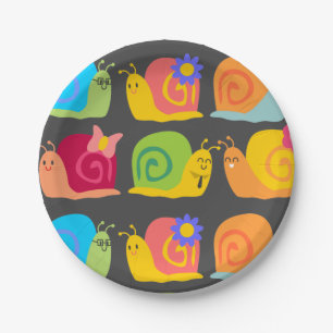 Cute snail children's design paper plate