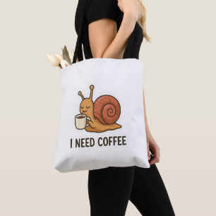 Cute Snail Coffee Sticker Tote Bag