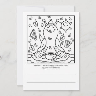 Cute Snail Comfort Food Happy Fall Colouring Card