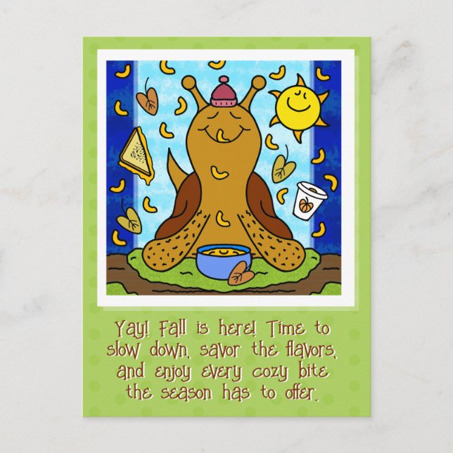 Cute Snail Comfort Food Happy Fall Equinox Postcard (Front)