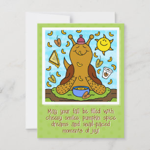 Cute Snail Comfort Food Happy Fall Postcard