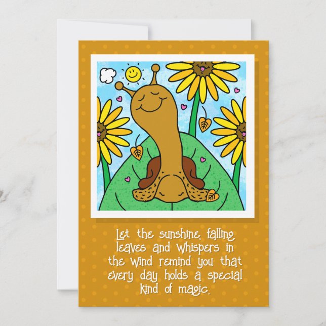 Cute Snail Fall Sunflower Garden Thinking Of You   Card (Front)