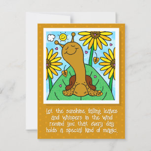 Cute Snail Fall Sunflower Garden Thinking Of You   Postcard