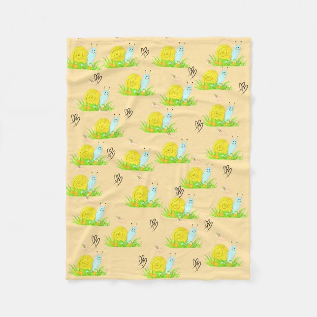 Cute Snail   Fleece Blanket (Front)
