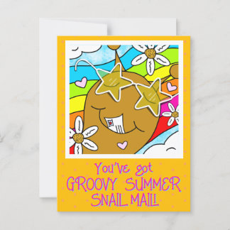 Cute Snail Groovy Summer Mail Hello  Postcard