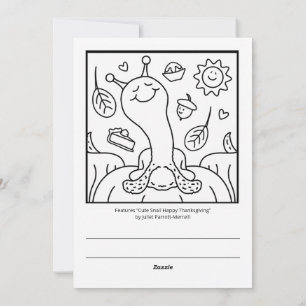 Cute Snail Happy Thanksgiving Colouring Holiday Card