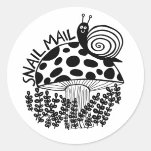 Cute SNAIL MAIL Mushroom CUSTOMIZE IT Classic Round Sticker