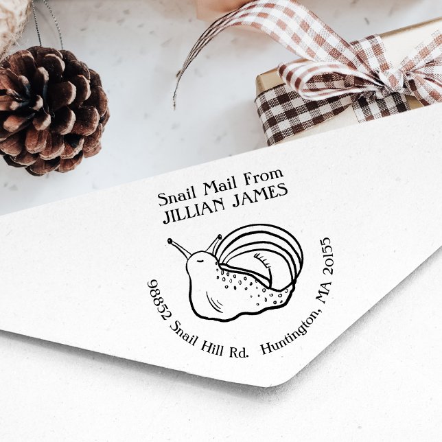 Cute Snail Mail Return Address Rubber Stamp (Creator Uploaded)