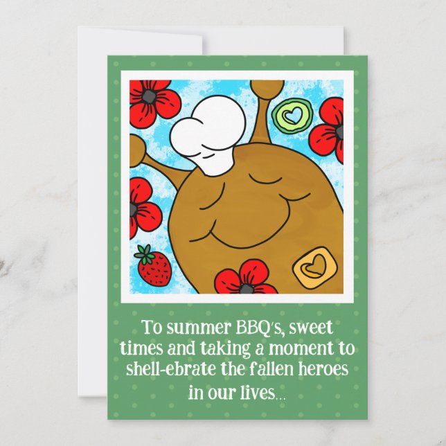 Cute Snail Memorial Day BBQ Holiday Card (Front)