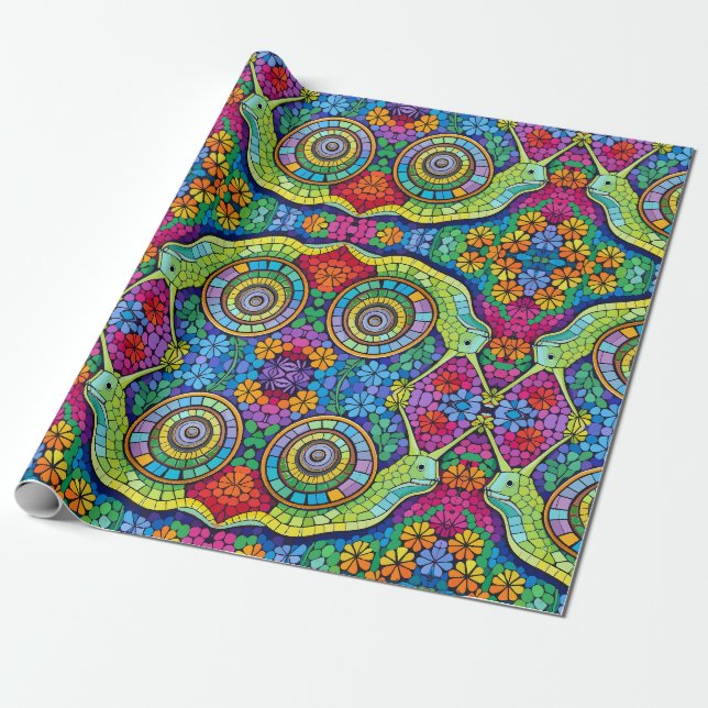 Cute snail mosaic wrapping paper (Unrolled)