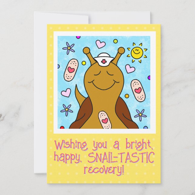 Cute Snail Nurse Get Well Soon  Card (Front)