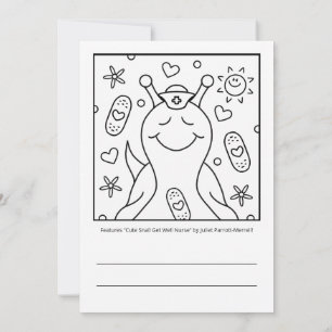 Cute Snail Nurse Get Well Soon Coloring Card