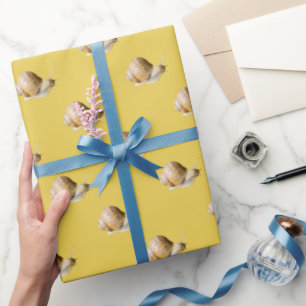 Cute Snail On Yellow Wrapping Paper