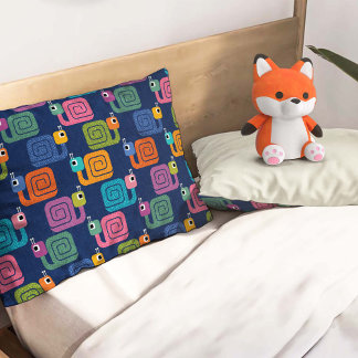 Cute Snail Pattern on Blue Pillowcase