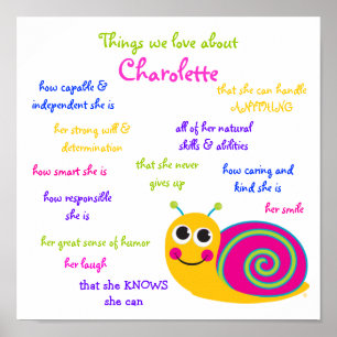 "Cute Snail" Personalised Poster