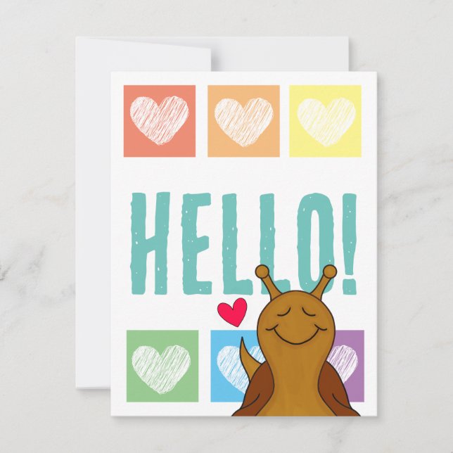 Cute Snail Rainbow Heart Hello |  Card (Front)
