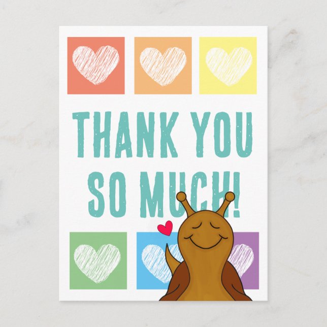 Cute Snail Rainbow Heart Thank You | Postcard (Front)