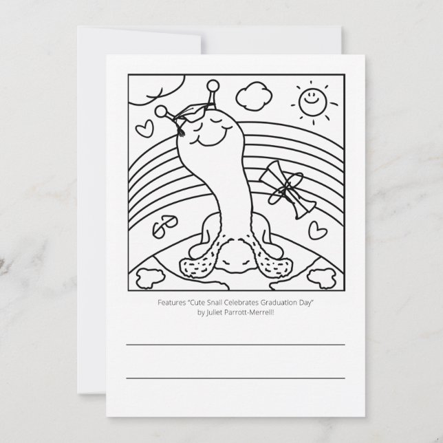 Cute Snail SNAILED IT Graduation Colouring Card (Back)