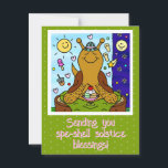Cute Snail Spe-shell Summer Solstice Blessings Postcard<br><div class="desc">Cute Snail Spe-shell Summer Solstice Blessings Personalised Postcard - This adorable quality postcard, designed to delight snail, garden and nature lovers of all ages, is available in matte or semi-gloss paper types. Sold with or without envelopes by the card or in quantities of 2-2000. Lined and heart stamped on the...</div>