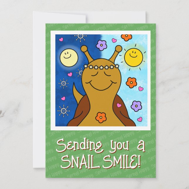 Cute Snail Spring Equinox Blessings | Greeting Card (Front)
