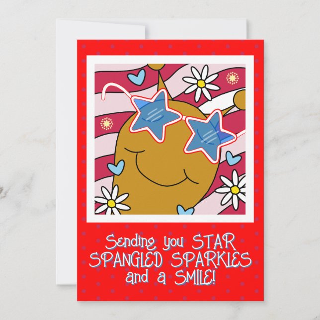 Cute Snail Star Spangled Smiles Fourth of July Holiday Card (Front)