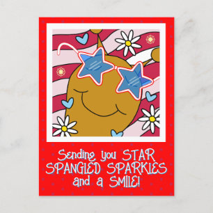 Cute Snail Star Spangled Smiles Fourth of July Holiday Postcard