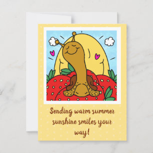 Cute Snail Strawberries And Summer Sunshine Smiles Postcard