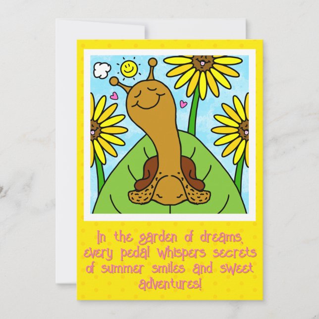 Cute Snail Summer Garden Chat Thinking Of You Card (Front)