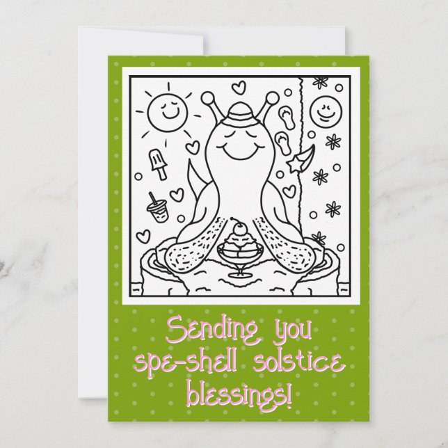 Cute Snail Summer Solstice Fun Colouring Card (Front)